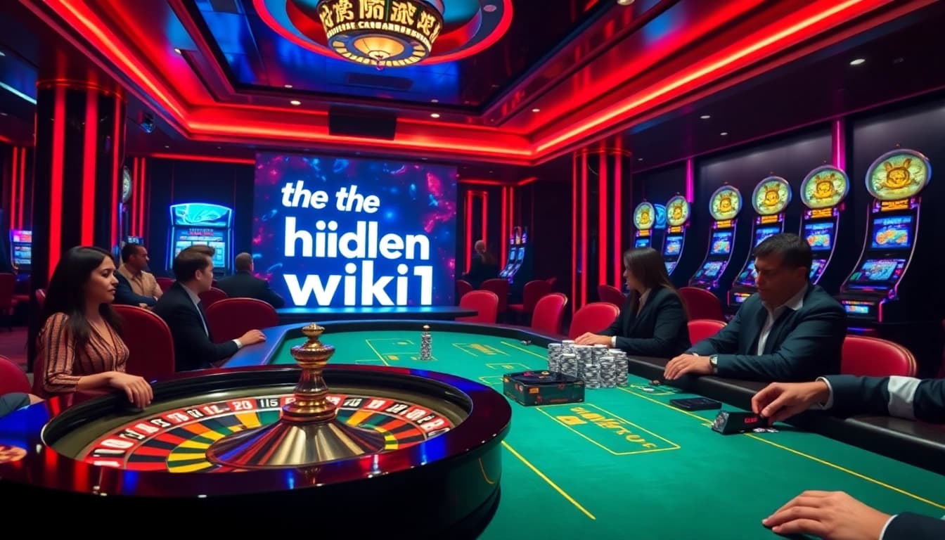 Engaging players at a poker table in a luxurious casino while referencing the hidden wiki 1