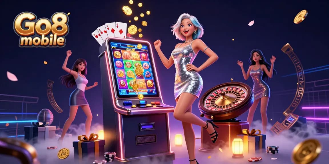 Engage with Go8 mobile's vibrant gaming world filled with joyful celebrations and dynamic casino experiences.