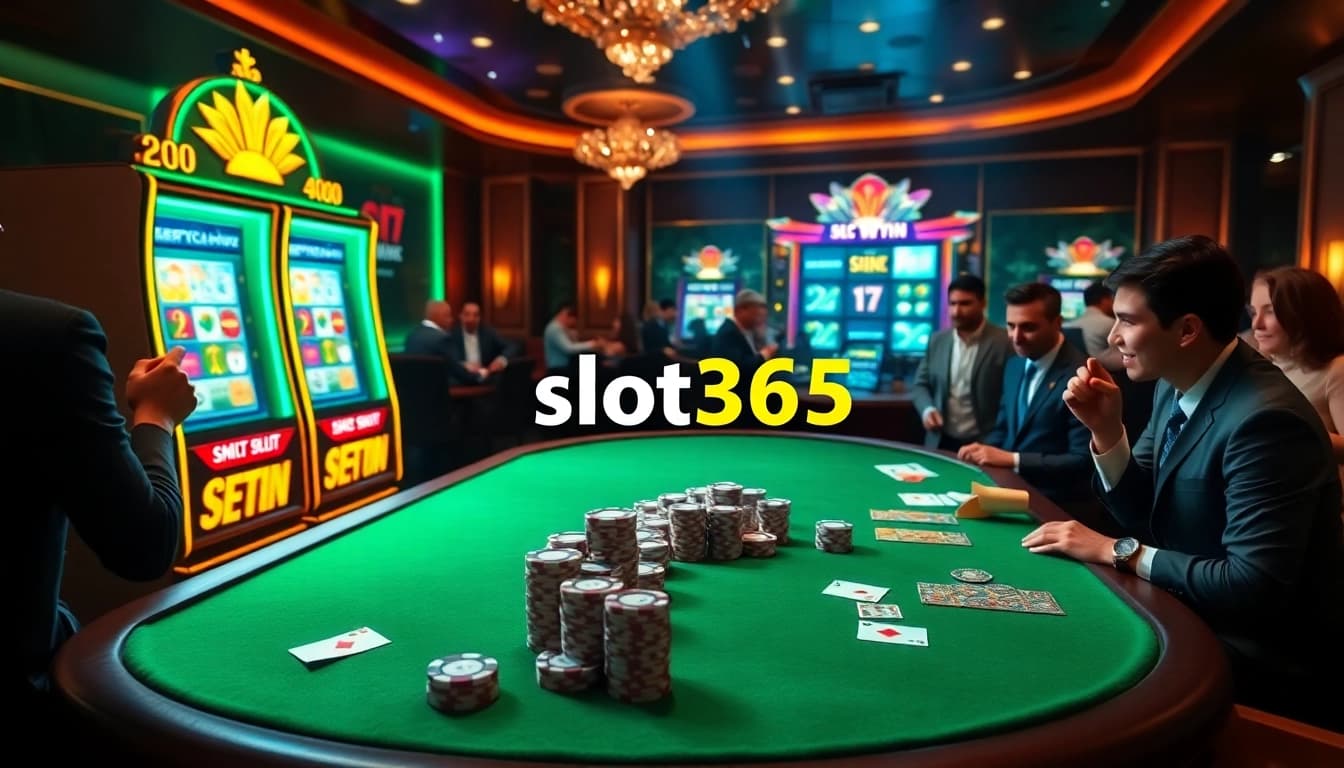 Experience thrilling wins at slot365 with vibrant casino scenes and exciting gameplay.