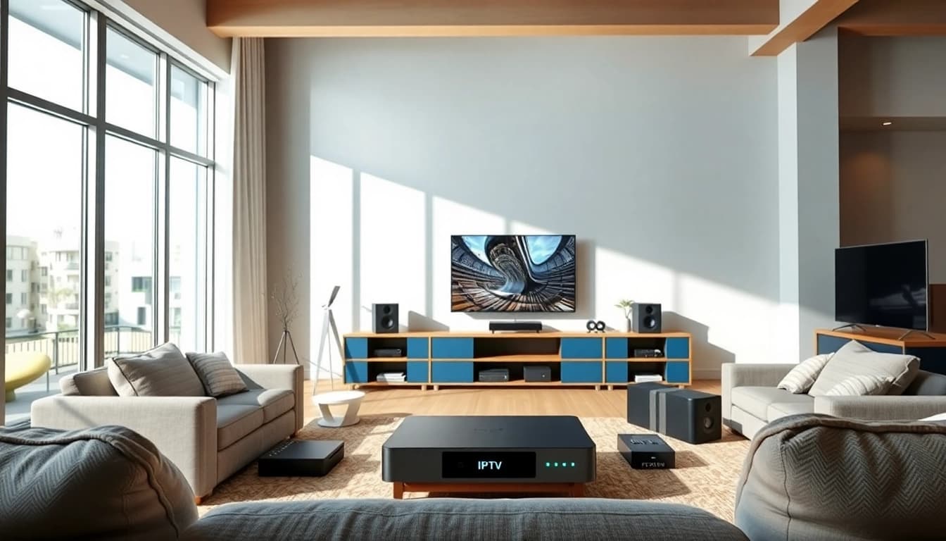 Erleben Sie Iptv Kaufen in einem stilvollen Wohnzimmer mit modernen Geräten.