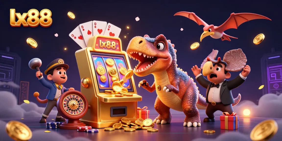 lx88 slot machine fantasy, pachycephalosaurus winning jackpot coins in a vibrant casino scene