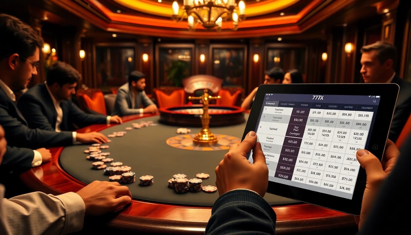 Players engaged in an exciting poker game at 777X Casino, showcasing professional gaming atmosphere.