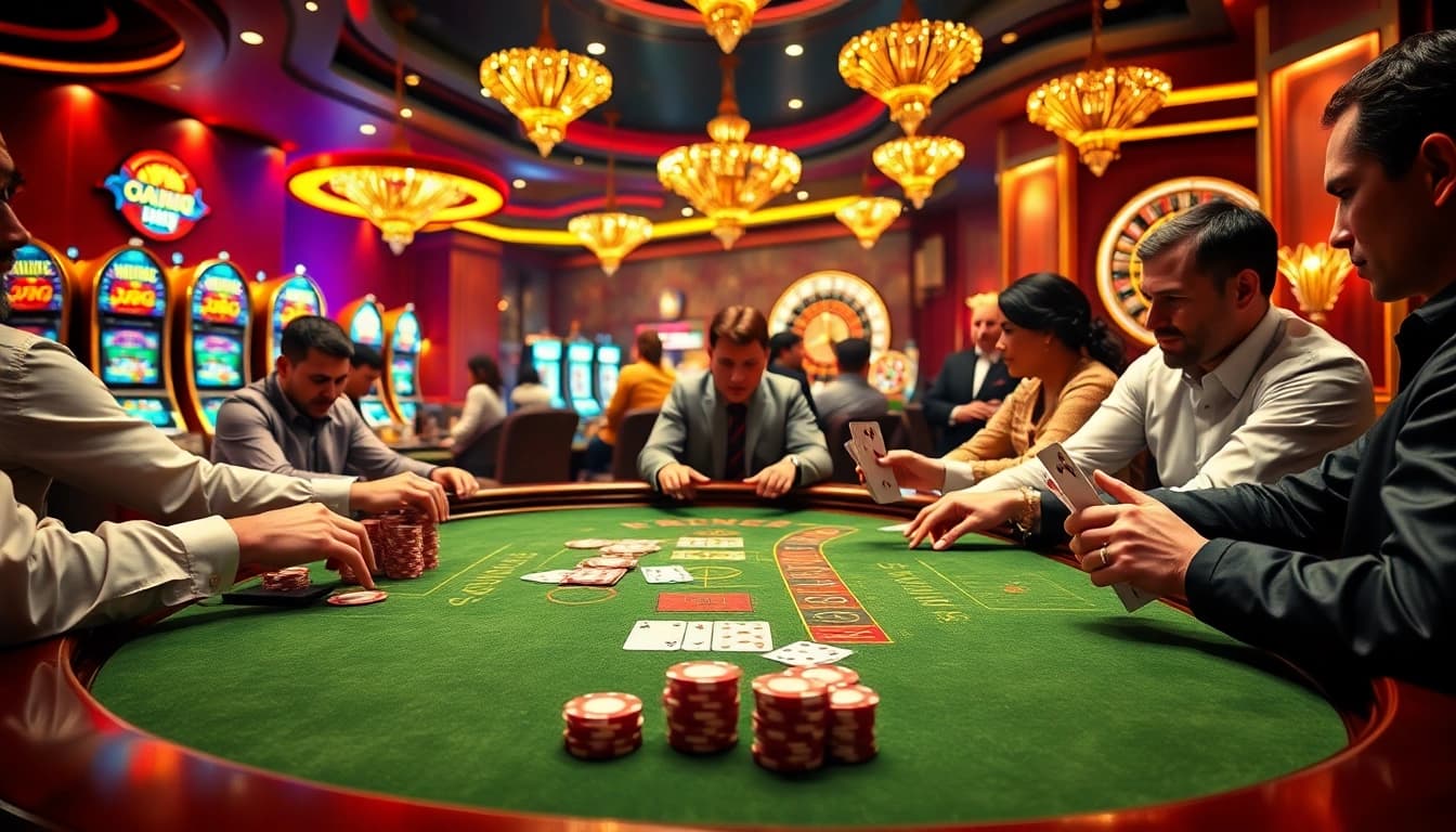 Experience high-stakes blackjack at https://bj66.at, where skilled players engage in strategic gameplay at a luxurious casino.
