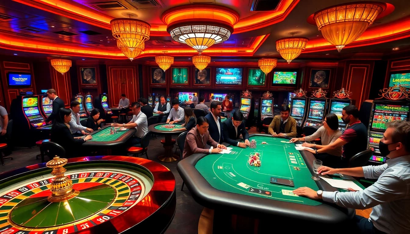 Experience thrilling gaming at Luck8882 casino with vibrant tables and exciting players.