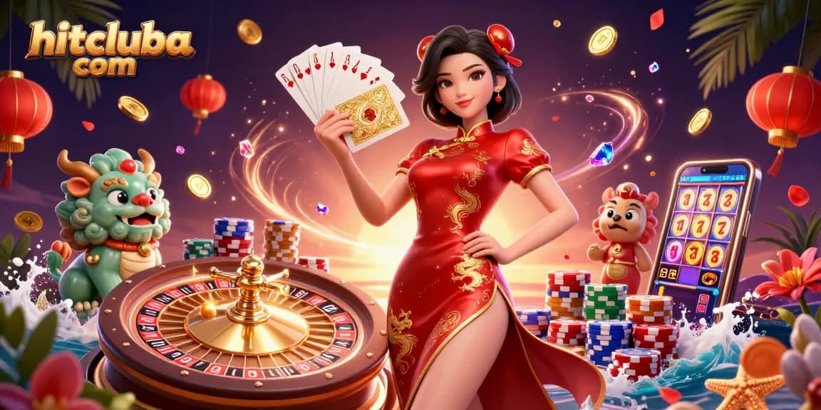 Engage in thrilling gaming with hitcluba com featuring captivating characters, golden coins, and vibrant colors.