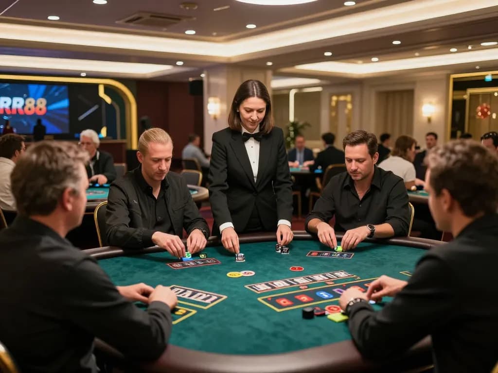 Players enjoying a thrilling blackjack game at RR88 live dealer casino with engaging atmosphere.