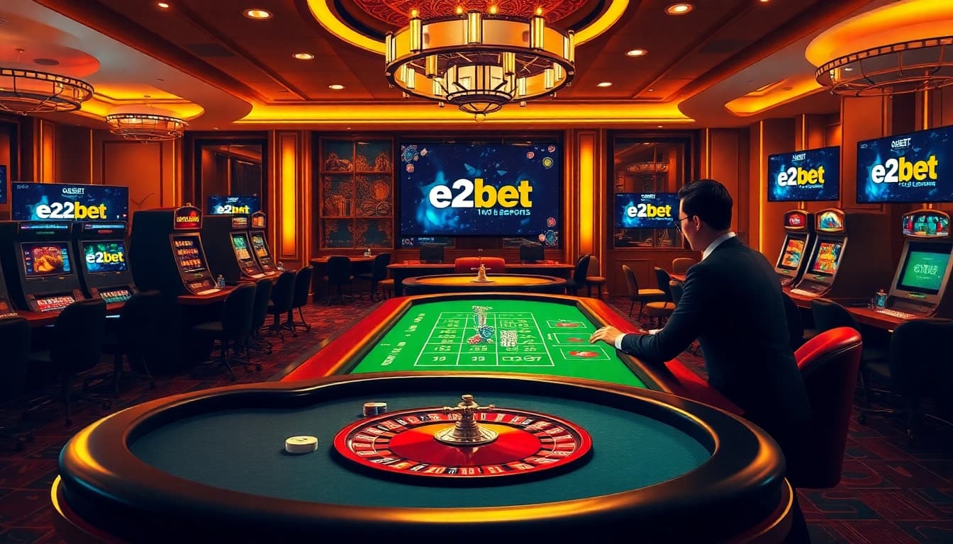E2bet offers an immersive online gaming experience with vibrant casino tables and passionate players.