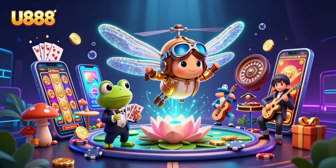 Play thrilling casino games and slots at U888 with a vibrant underwater theme featuring unique characters.