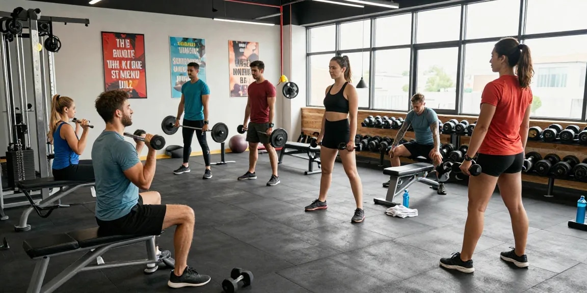 Fitness-Community im Selliza Shop bei intensivem Training in modernem Fitnessstudio.
