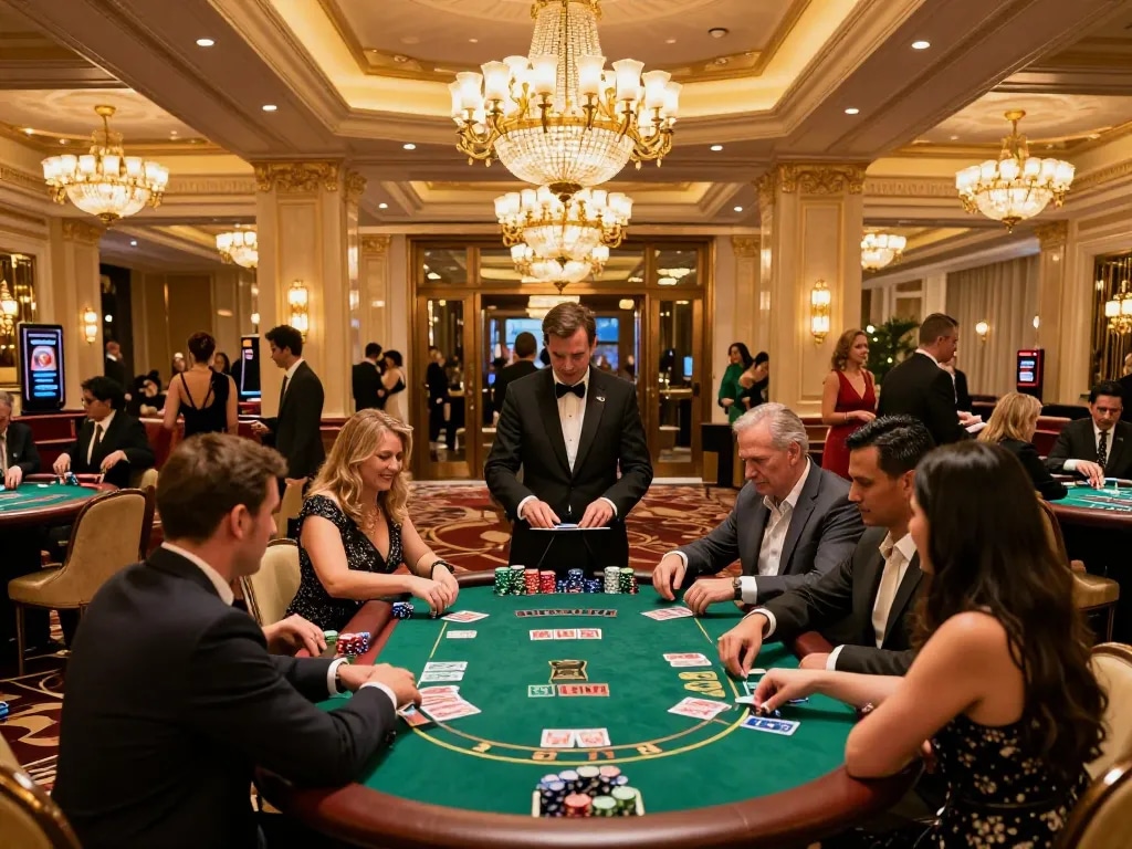Engaging gameplay awaits at Trang Chủ V9BET with vibrant casino atmosphere and stylish players