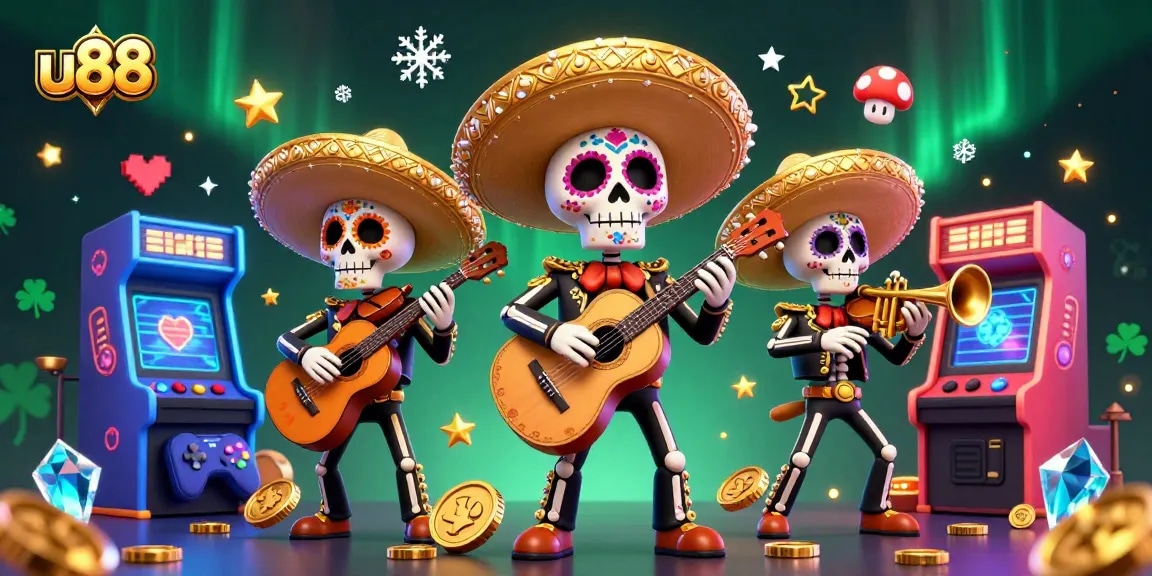 Experience the excitement at u88 with a vibrant 3D mariachi band and dynamic gaming elements.