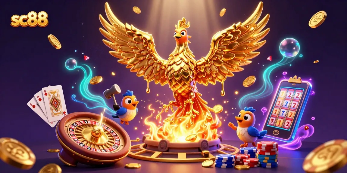 Experience thrilling gameplay at SC88 with mesmerizing phoenix and casino elements.
