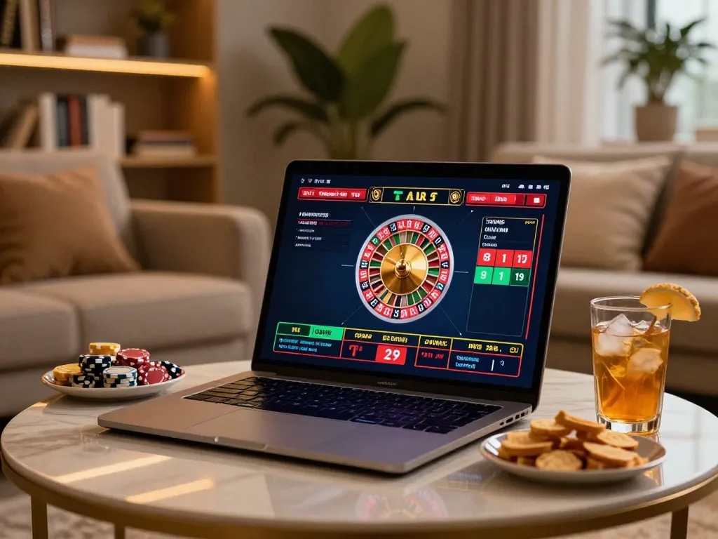 Engaging online gambling scene on https://phtaya.ac/ with roulette gameplay and cozy atmosphere