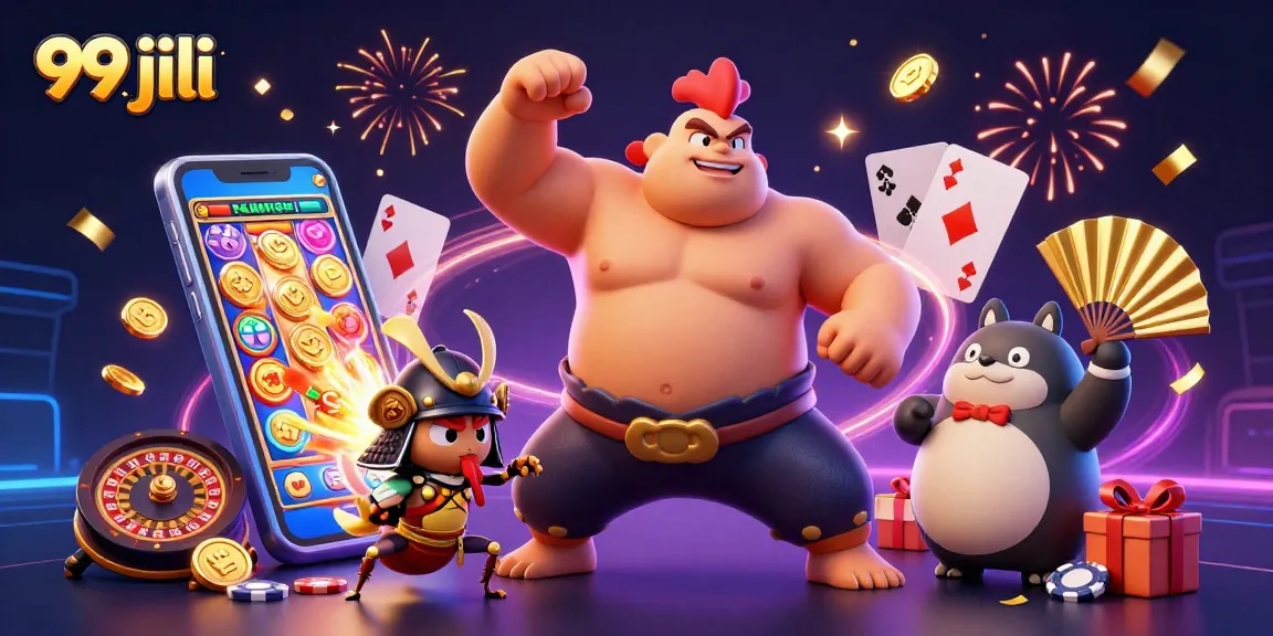 Experience exciting gameplay at 99 jili with vibrant casino characters and action-packed elements.