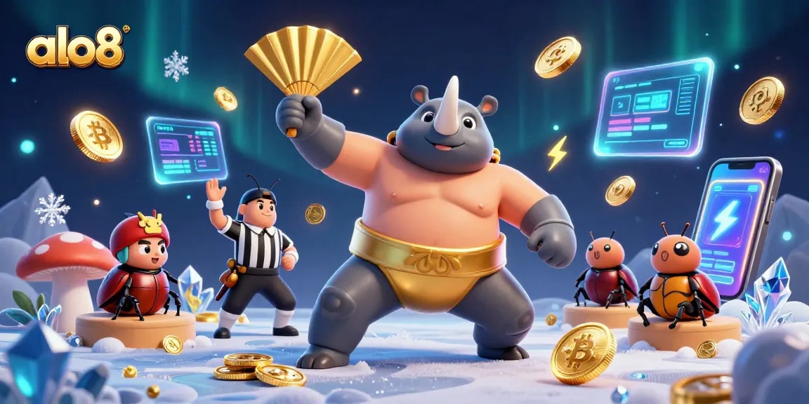 Play games at alo8's vibrant casino with unique characters and dynamic crypto elements.