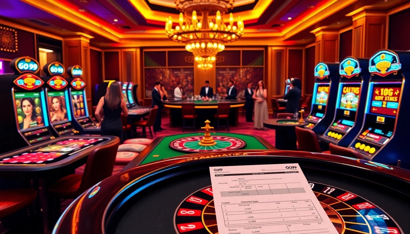 Go99 players engaging in thrilling online casino games with vibrant visuals and professional dealers.