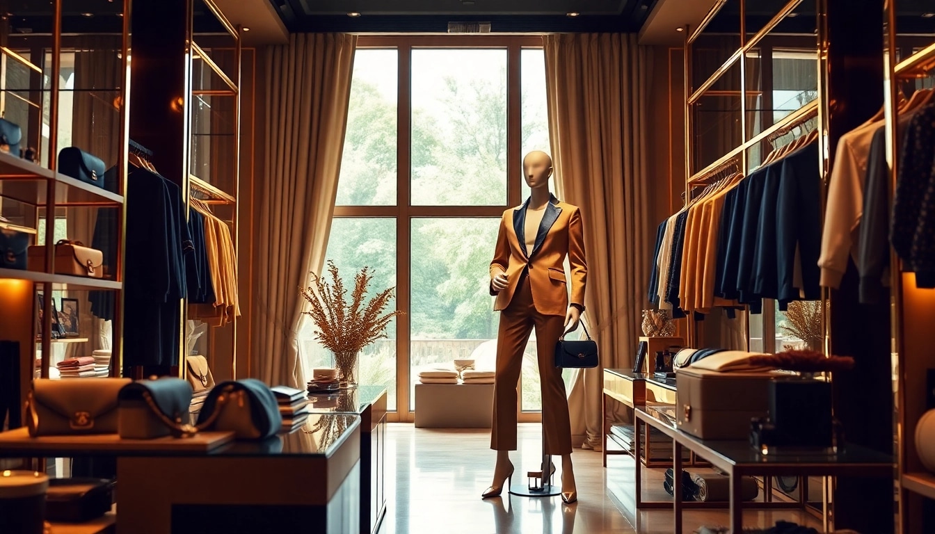 Alvionz showcases luxurious fashion in an elegant boutique setting with chic garments and vibrant colors.