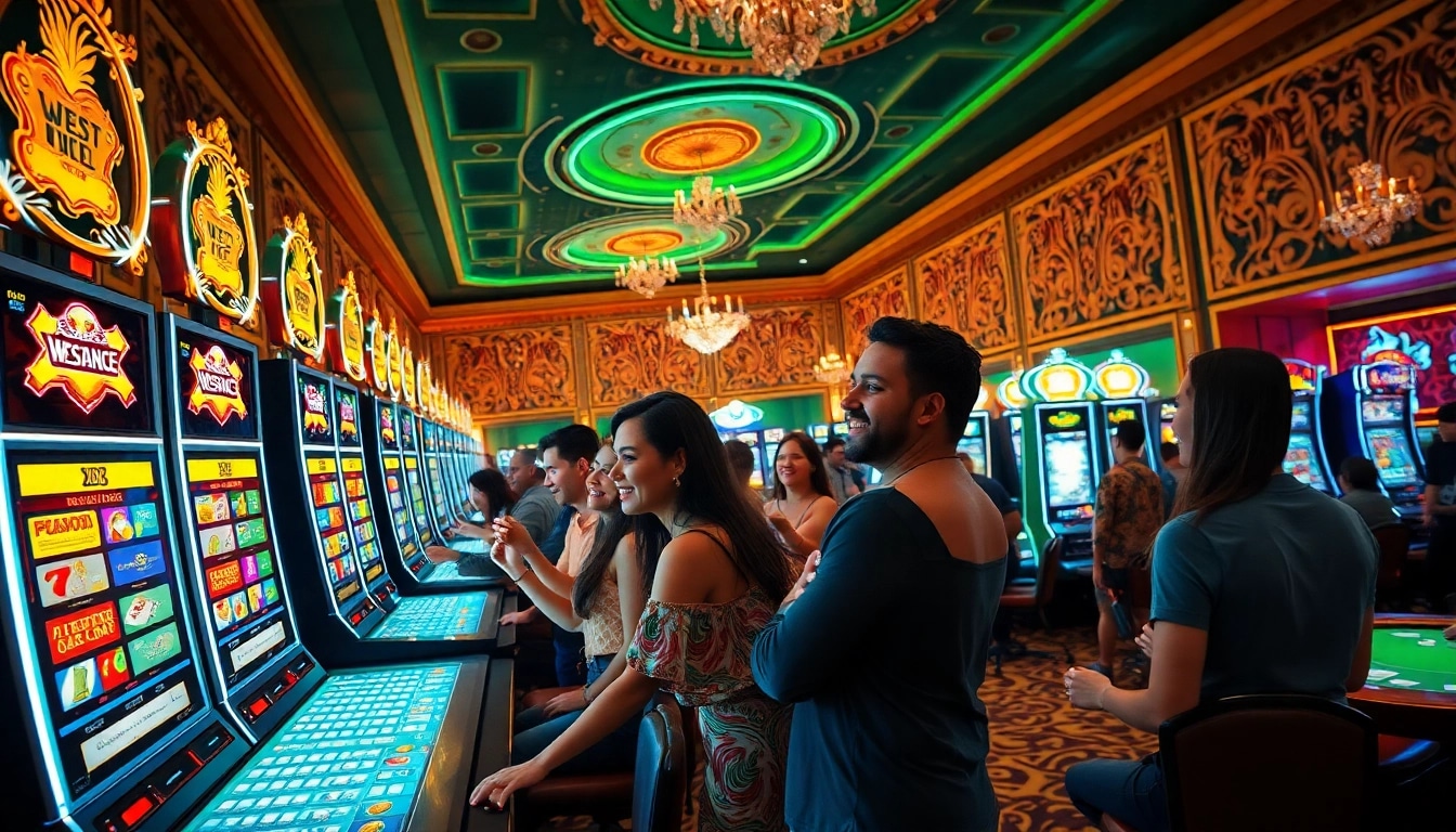 Genießen Sie den Nervenkitzel im WestAce Casino, wo Spieler am Slot-Maschine aufregend spielen.