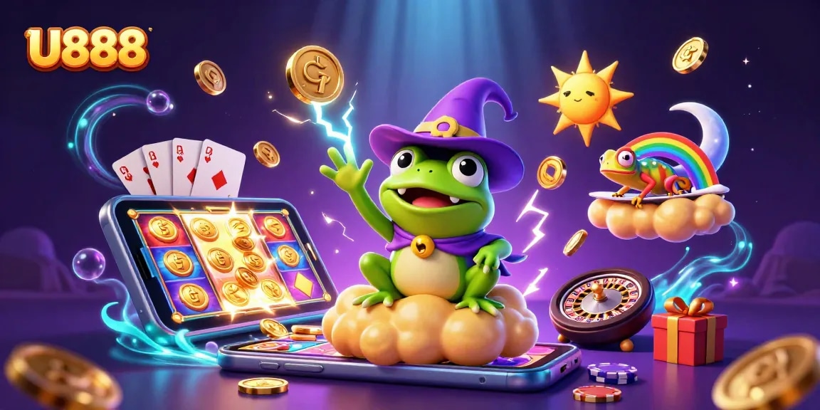 U888 showcases vibrant casino adventure with golden coins and dynamic game elements.