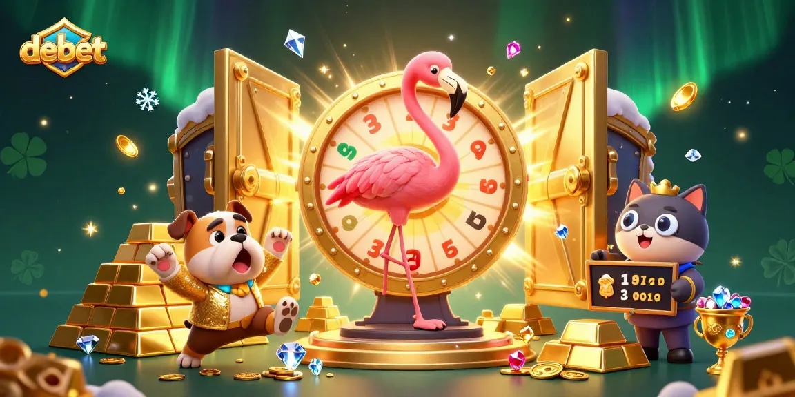 Spin the giant prize wheel at DEBET for exciting jackpot chances filled with treasures and rewards!