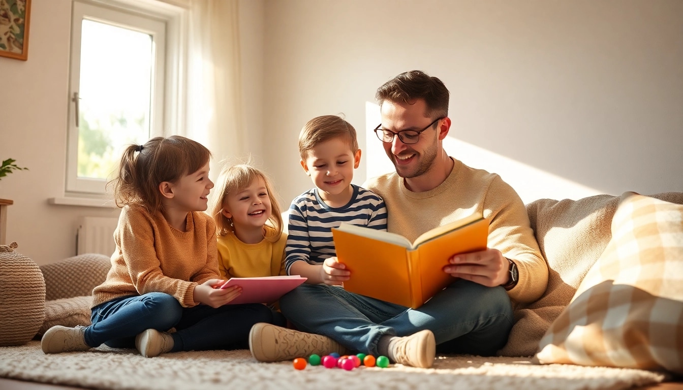 Kindererziehung: Ein Elternteil spielt und lernt mit seinem Kind in einer liebevollen Umgebung.