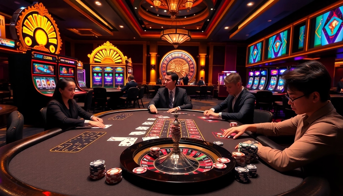 Experience thrilling poker action at https://go8.ae.org/, featuring vibrant slot machines and a luxury casino atmosphere.