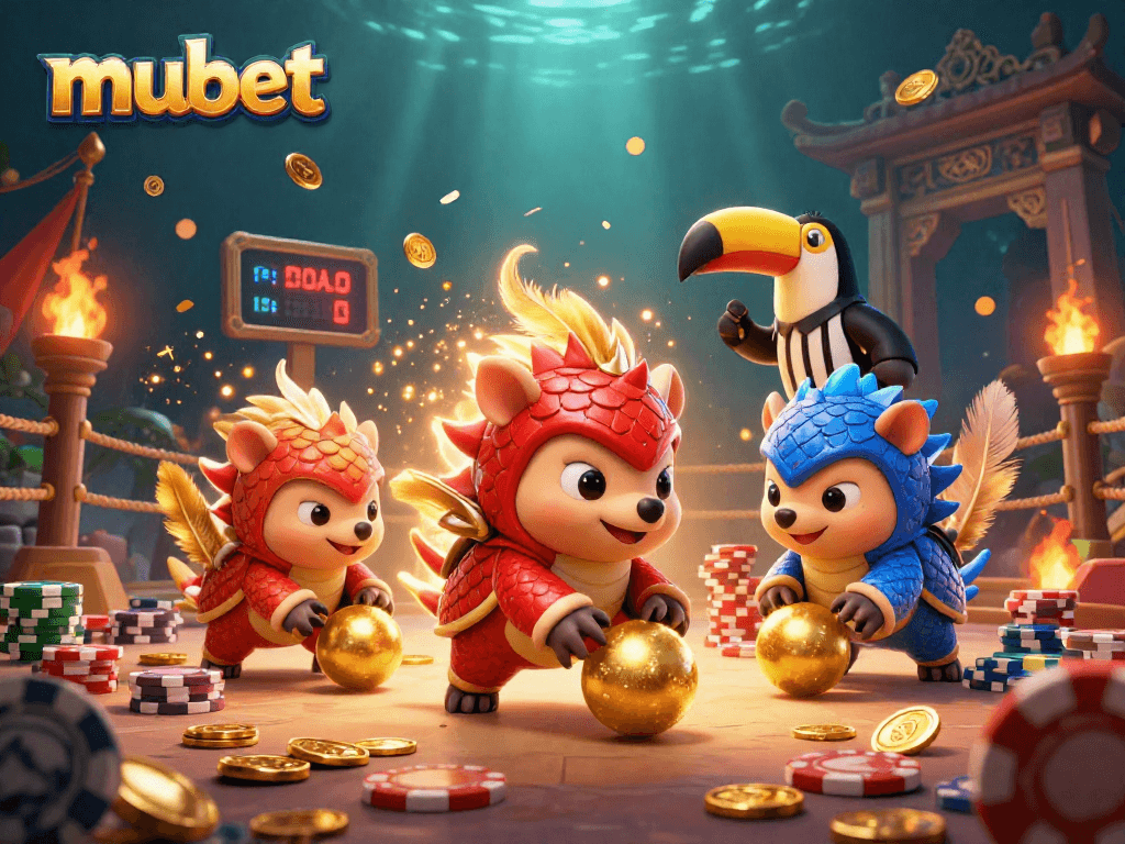 Experience thrilling betting action at mubet, where 3D pangolin rivals compete with spinning poker chips.
