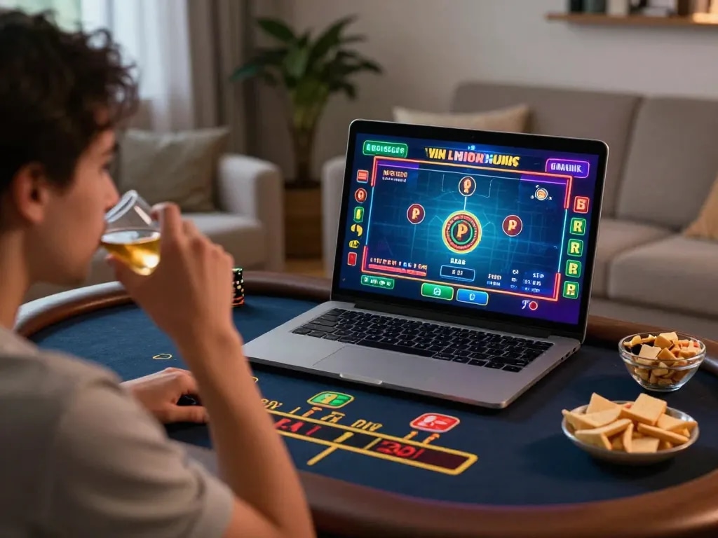 Engage in thrilling online gaming with link kong88 at home using your laptop.