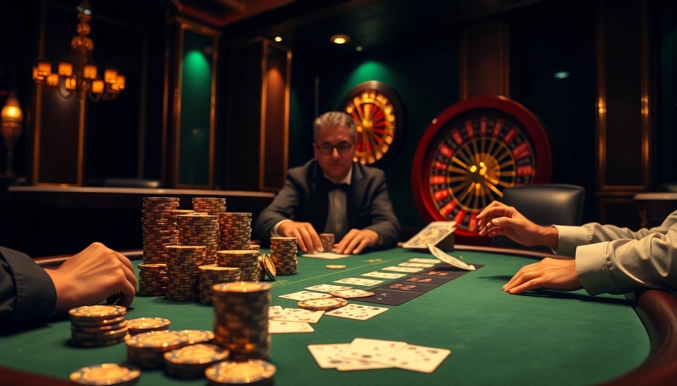 Experience the thrilling atmosphere at NHÀ CÁI SC88 with luxurious gambling elements like poker chips and cards.