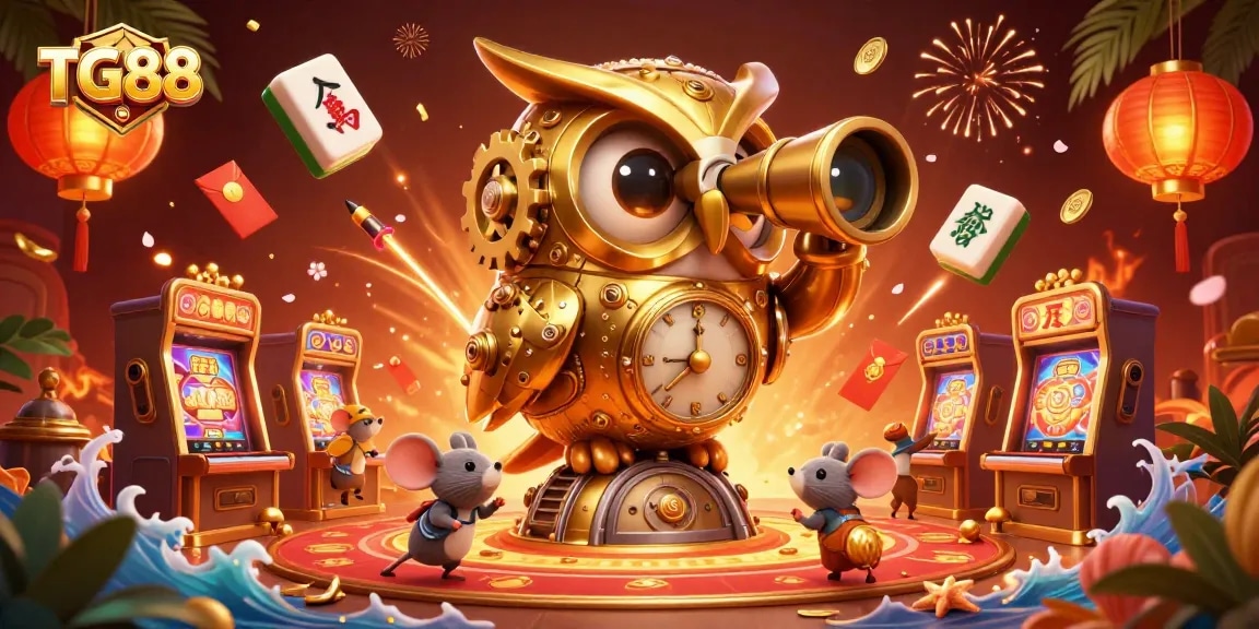 Experience the excitement of TG88 in this dynamic casino illustration featuring engaging characters and vibrant game elements.
