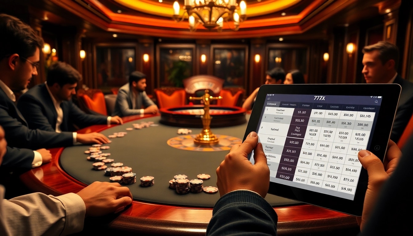 Players engaged in an exciting poker game at 777X Casino, showcasing professional gaming atmosphere.
