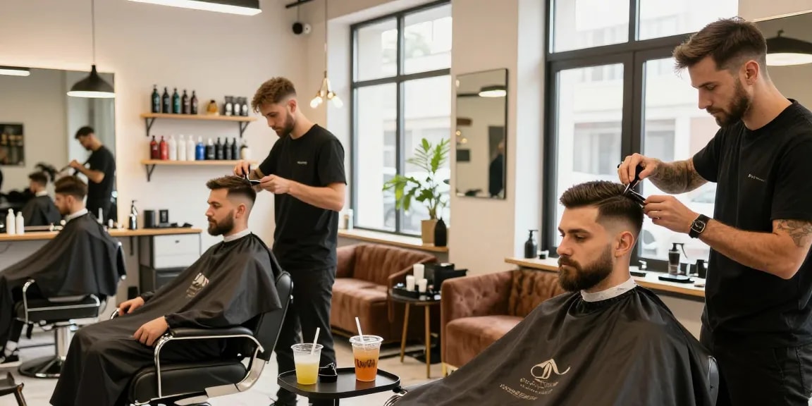 Professional grooming experience at a stylish barbershop, showcasing expert haircuts and rokok88.