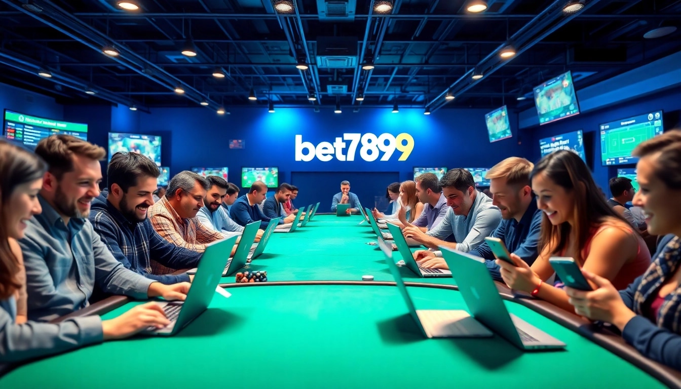 Experience the excitement of bet789 with users engaged in online betting on mobile devices and laptops.