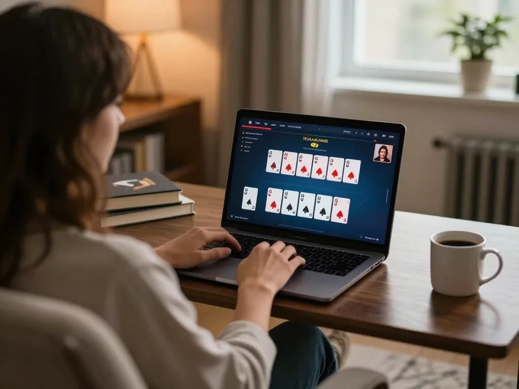 Engaging in strategic poker on trang chủ ok365 during a cozy home gaming night