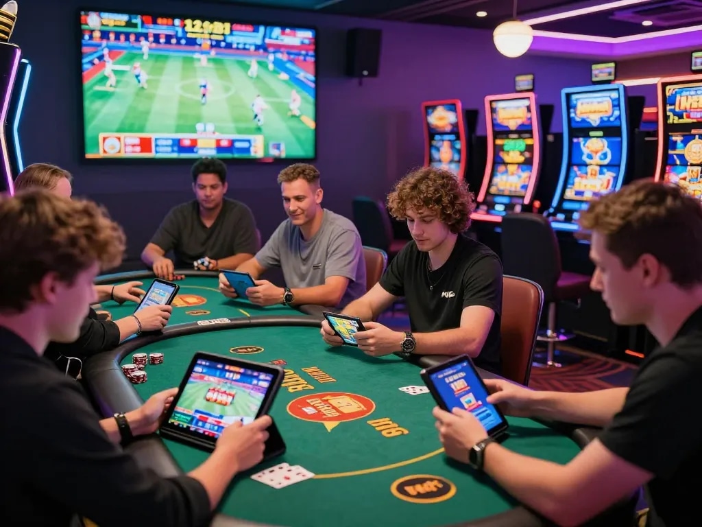 Exciting NK88 casino gaming scene highlighting diverse players enjoying online games.