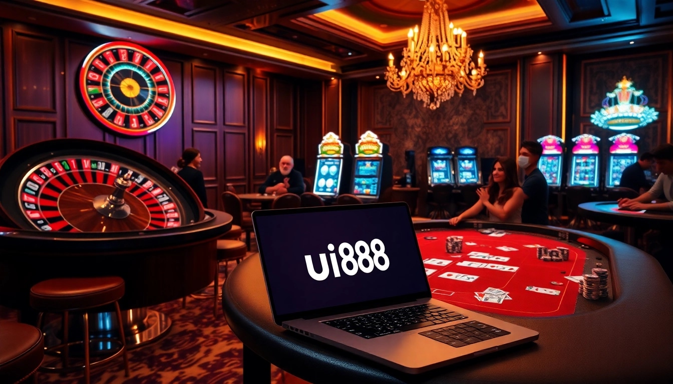 Experience gaming excitement at the uu88 casino with vibrant roulette and slot machines.
