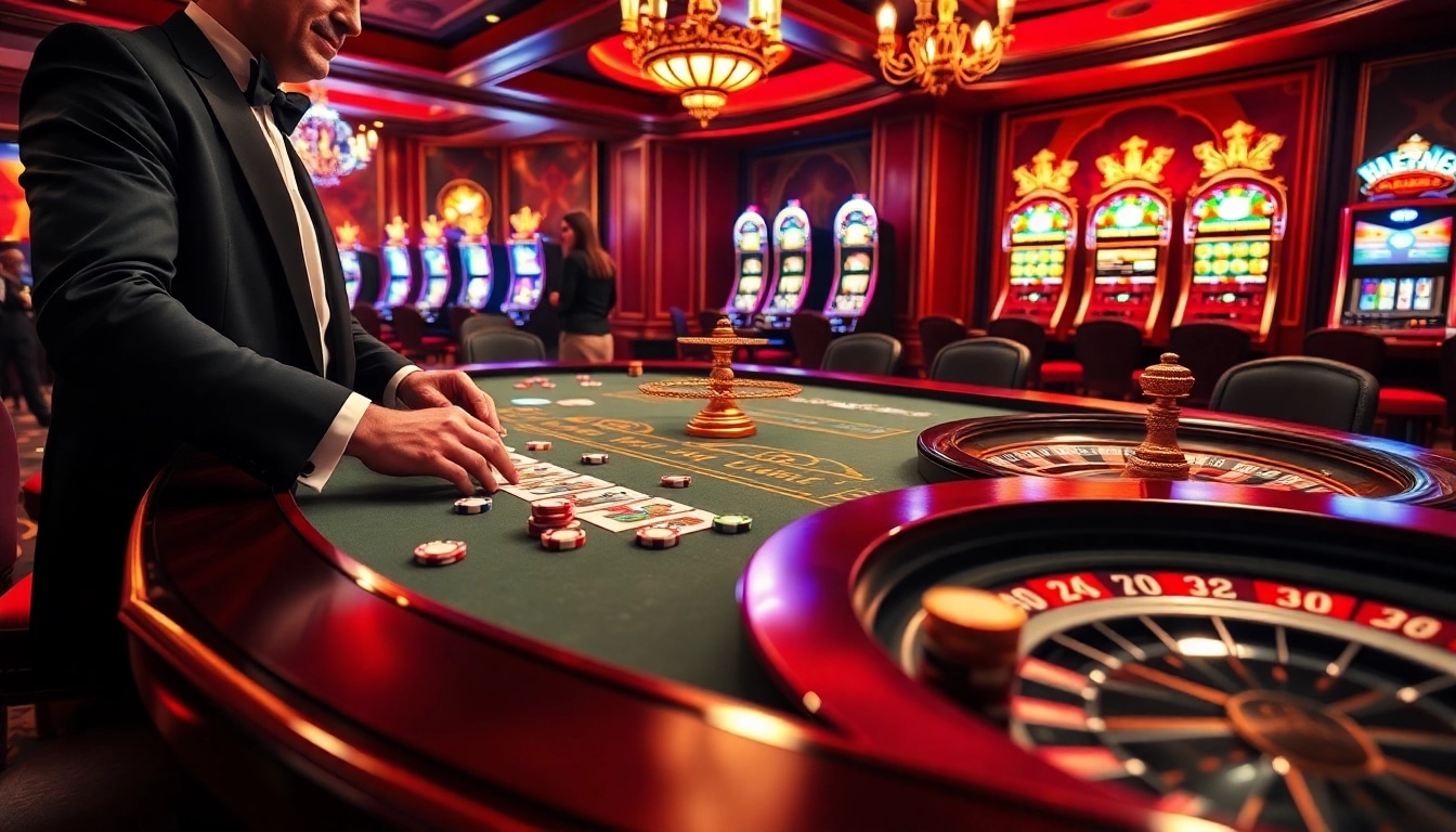 Players engaging in high-stakes poker at 8kbet.com casino table with dazzling lighting.