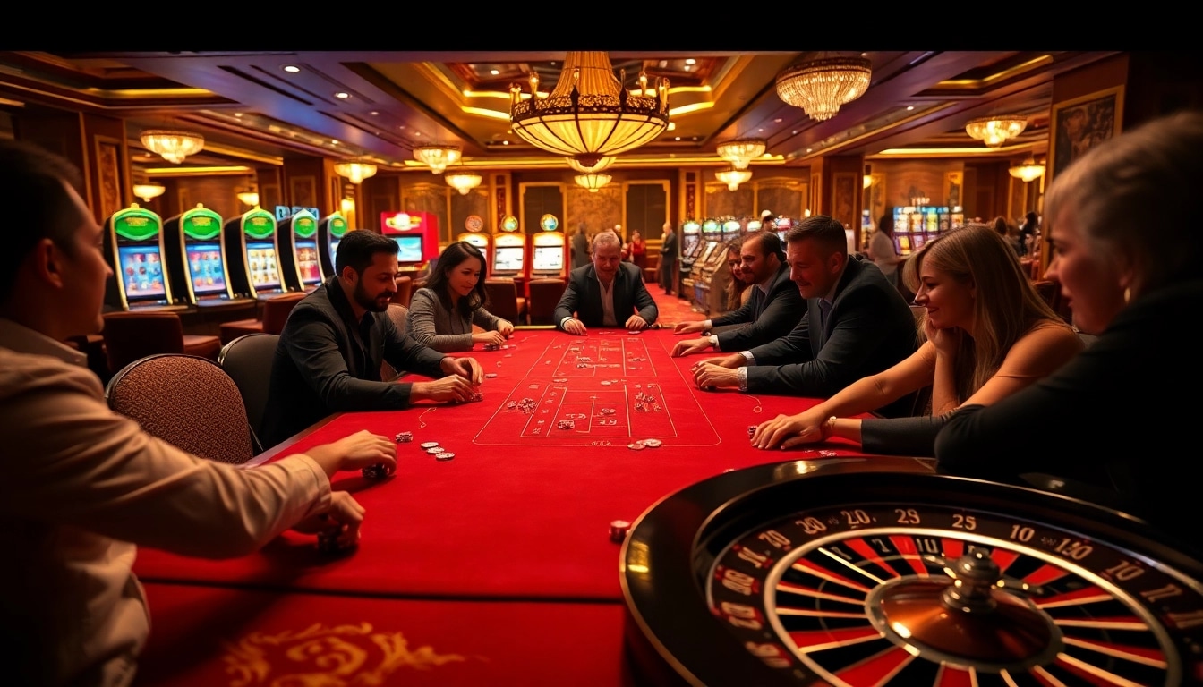 F168 casino players engaged in an intense poker game, showcasing high-class excitement and strategy.
