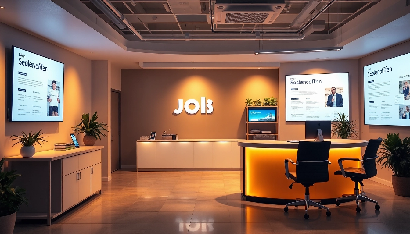 Browse Stellenangebote for career opportunities in a vibrant, modern office.