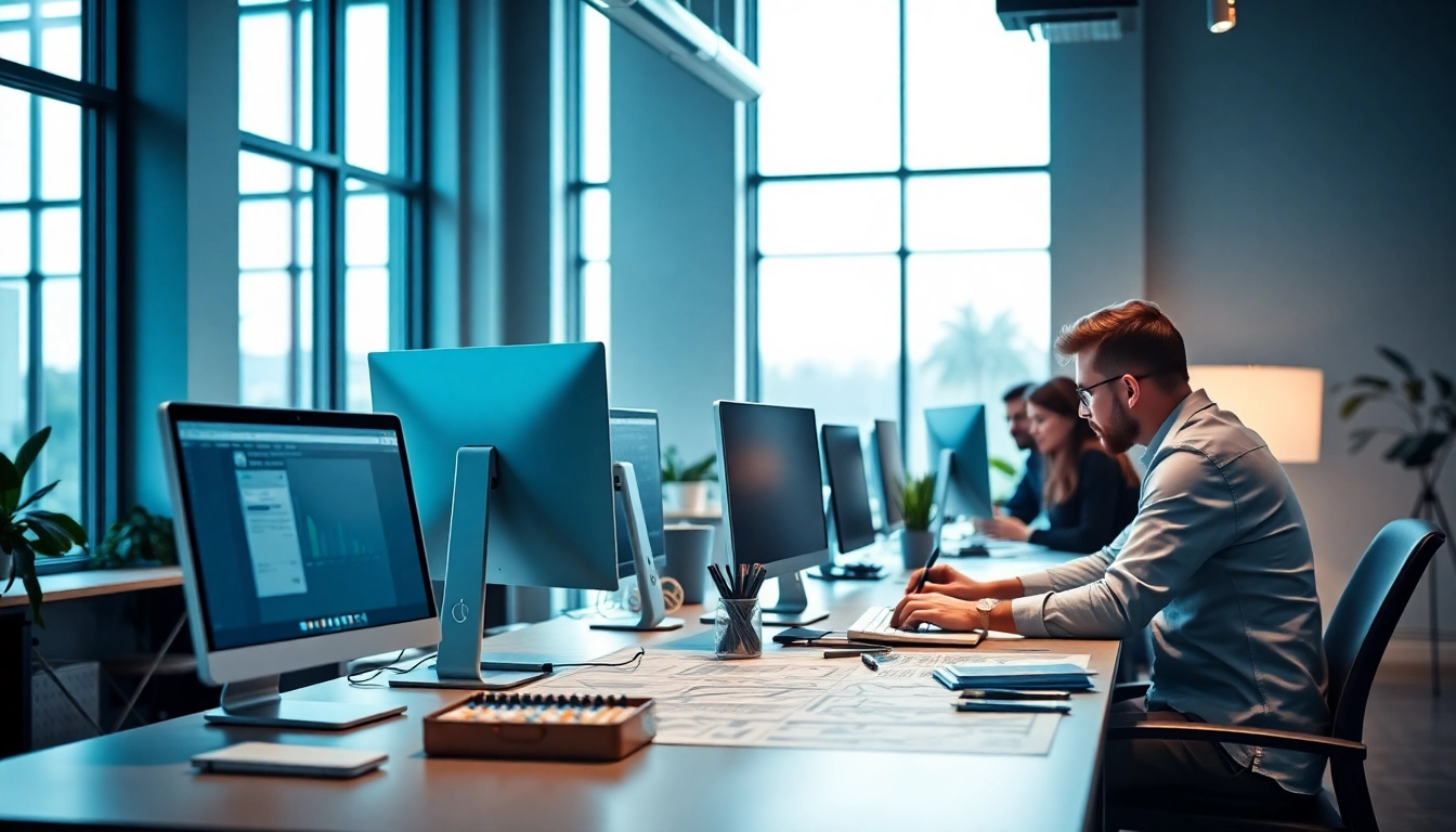 Professionelles Webdesign Hannover in einem modernen Büro mit kreativen Designern.