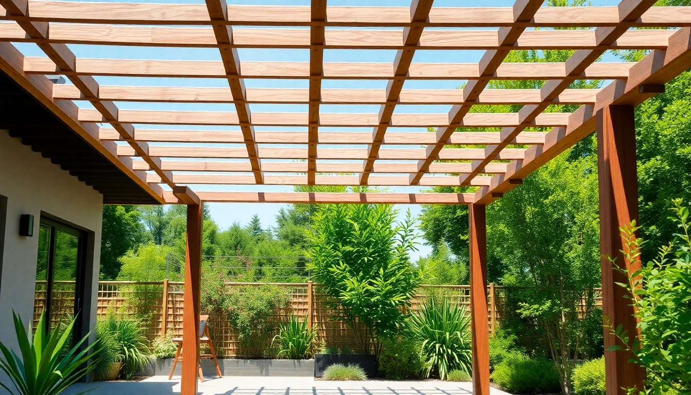 Terrassenueberdachung Ungarn im eleganten Garten mit modernem Design aus Holz.