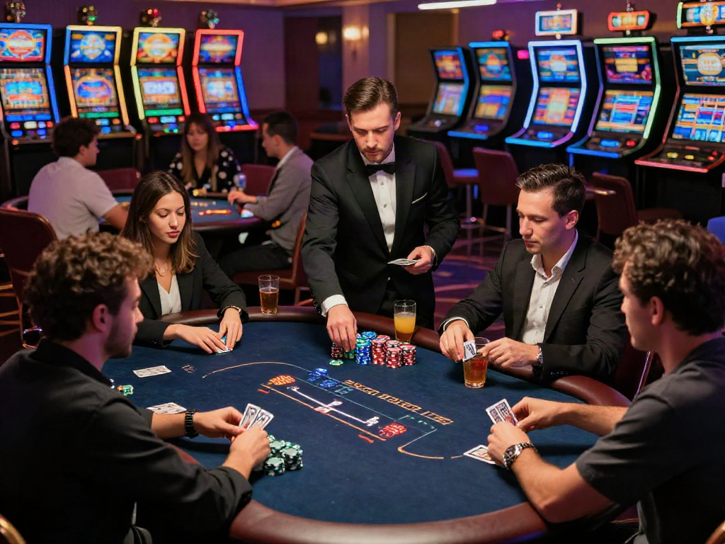 Diverse players enjoying poker at a casino showcasing C168's vibrant gambling experience.