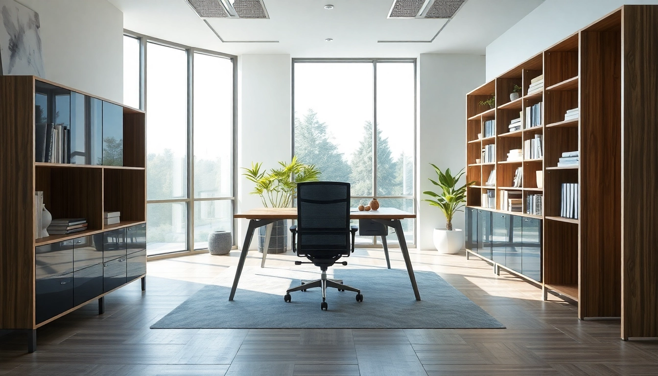 Stilvolle Büromöbel in einem modernen Büro mit einer einladenden Atmosphäre.