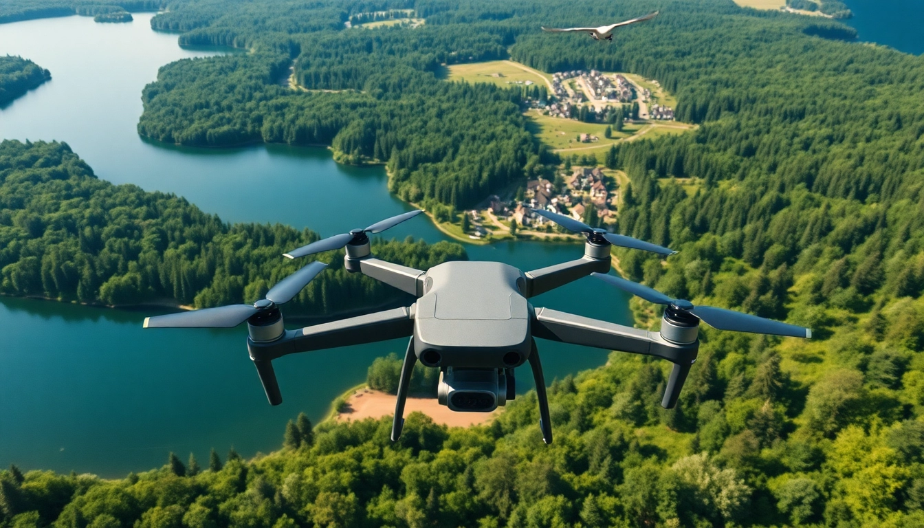 Drohnenaufnahmen Brandenburg mit einem Drone über einer malerischen Landschaft.