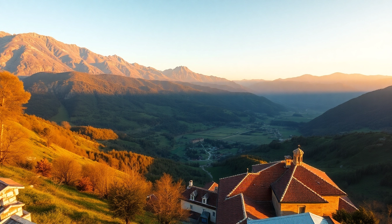 Prekrasan pogled na Bosnu i Hercegovinu s planinskim terenom i zalaskom sunca.