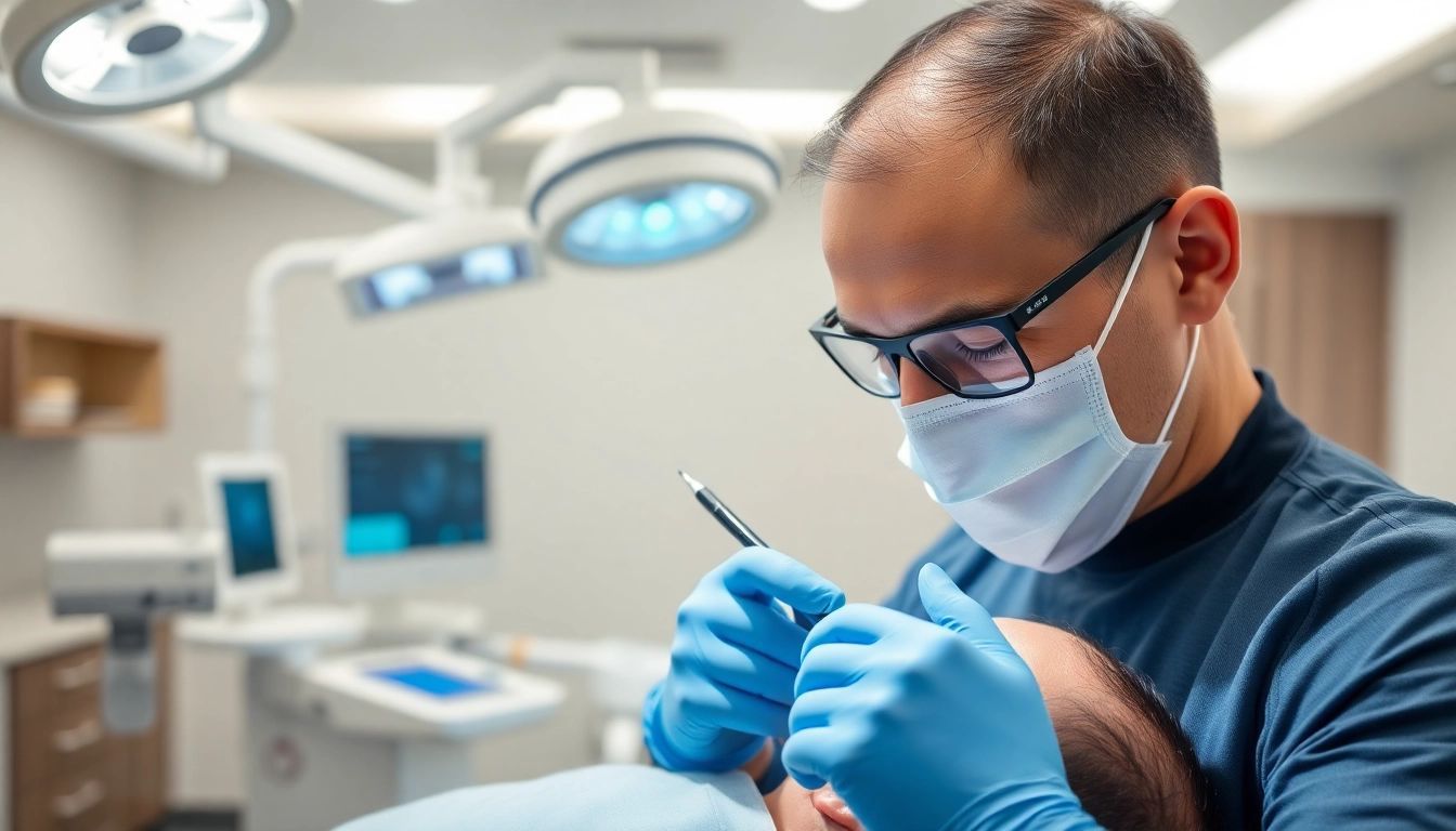 Haartransplantation Türkei von einem Fachmann in einer modernen Klinik zeigt Präzision und Fürsorge.