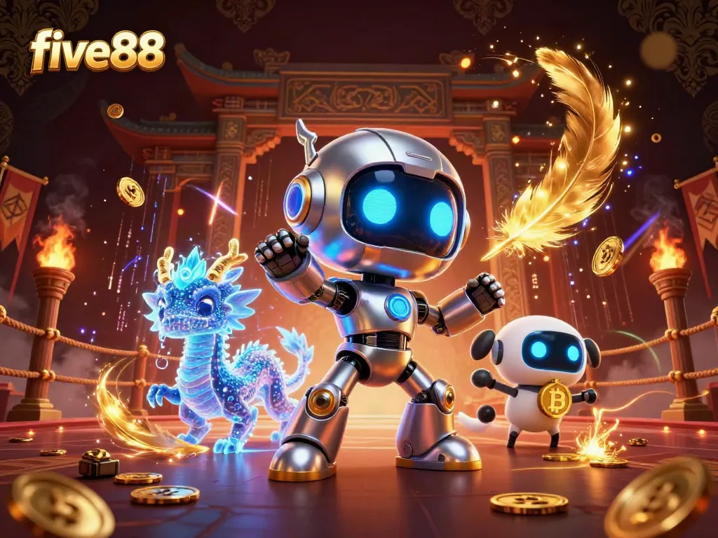 Experience exciting gameplay at five88 with a vibrant 3D cyberpunk casino scene filled with dynamic game elements.