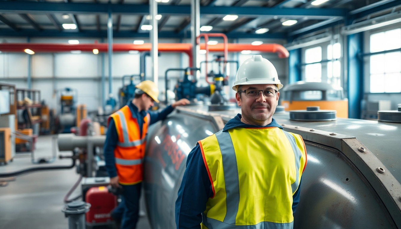 Tankentsorgung durch Fachkräfte in einem industriellen Umfeld mit sicherheitsrelevanten Aspekten.