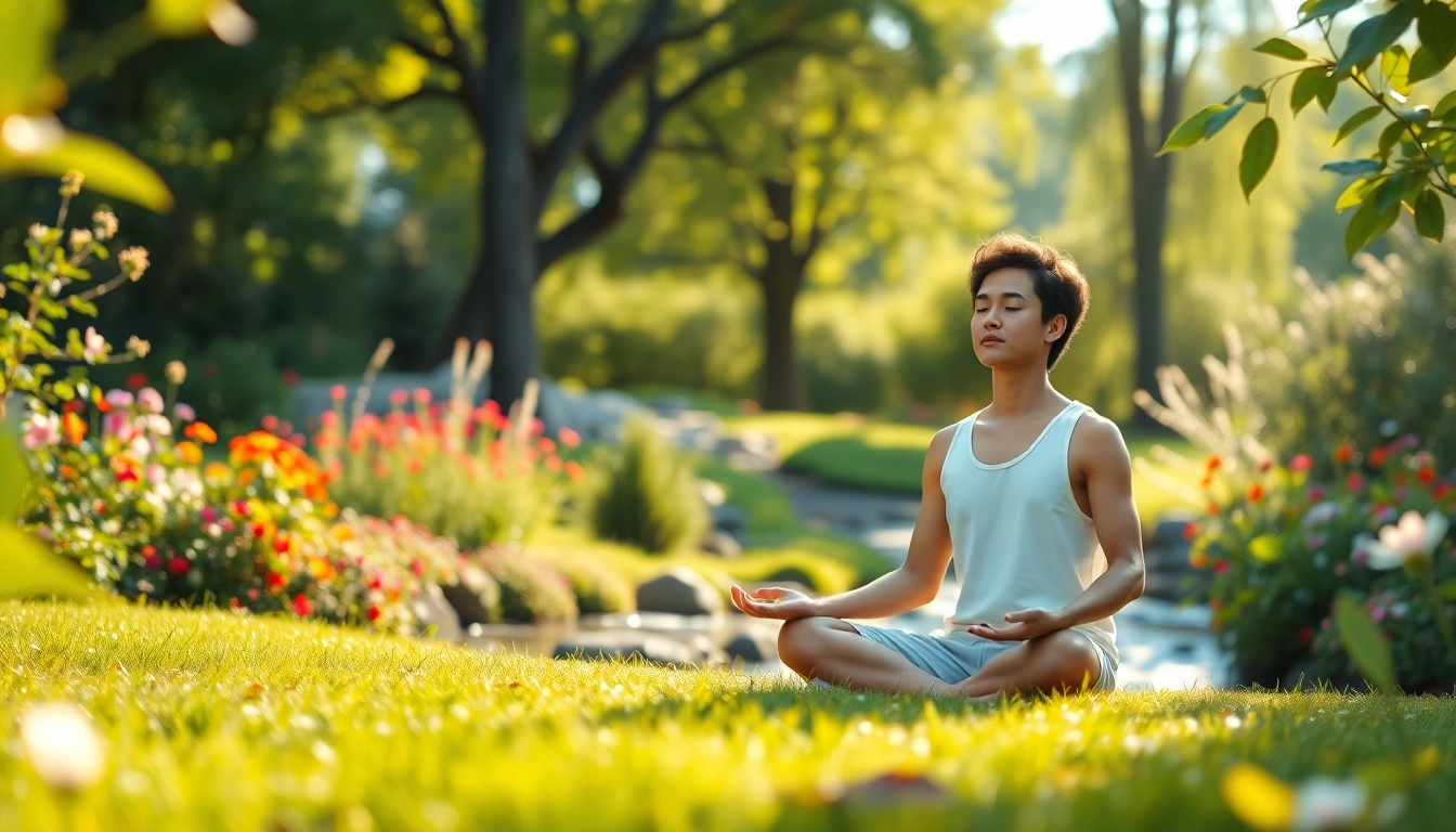 Enhance emotional wellbeing through mindfulness practice in a serene garden setting.