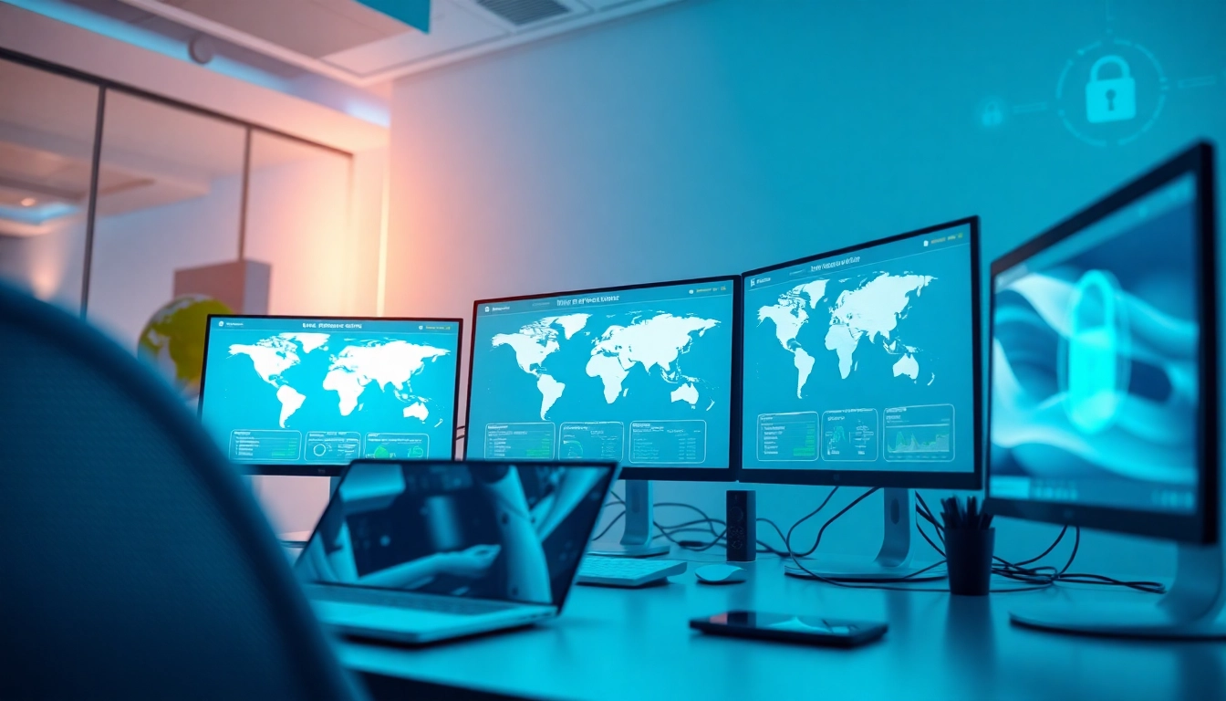 Explore cutting-edge technology at 快连官网, showcasing global network maps and user analytics in a modern workspace.